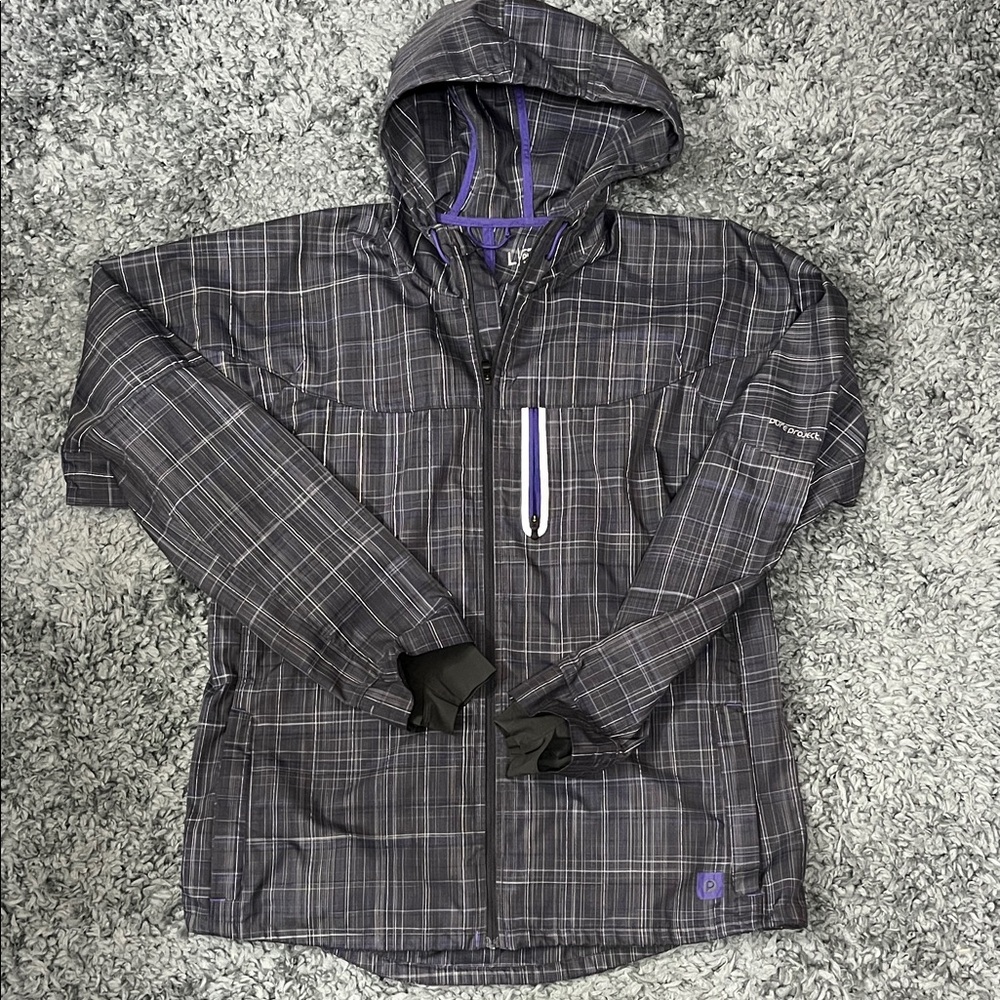 Brooks PureProject Gray Plaid Running Jacket Large